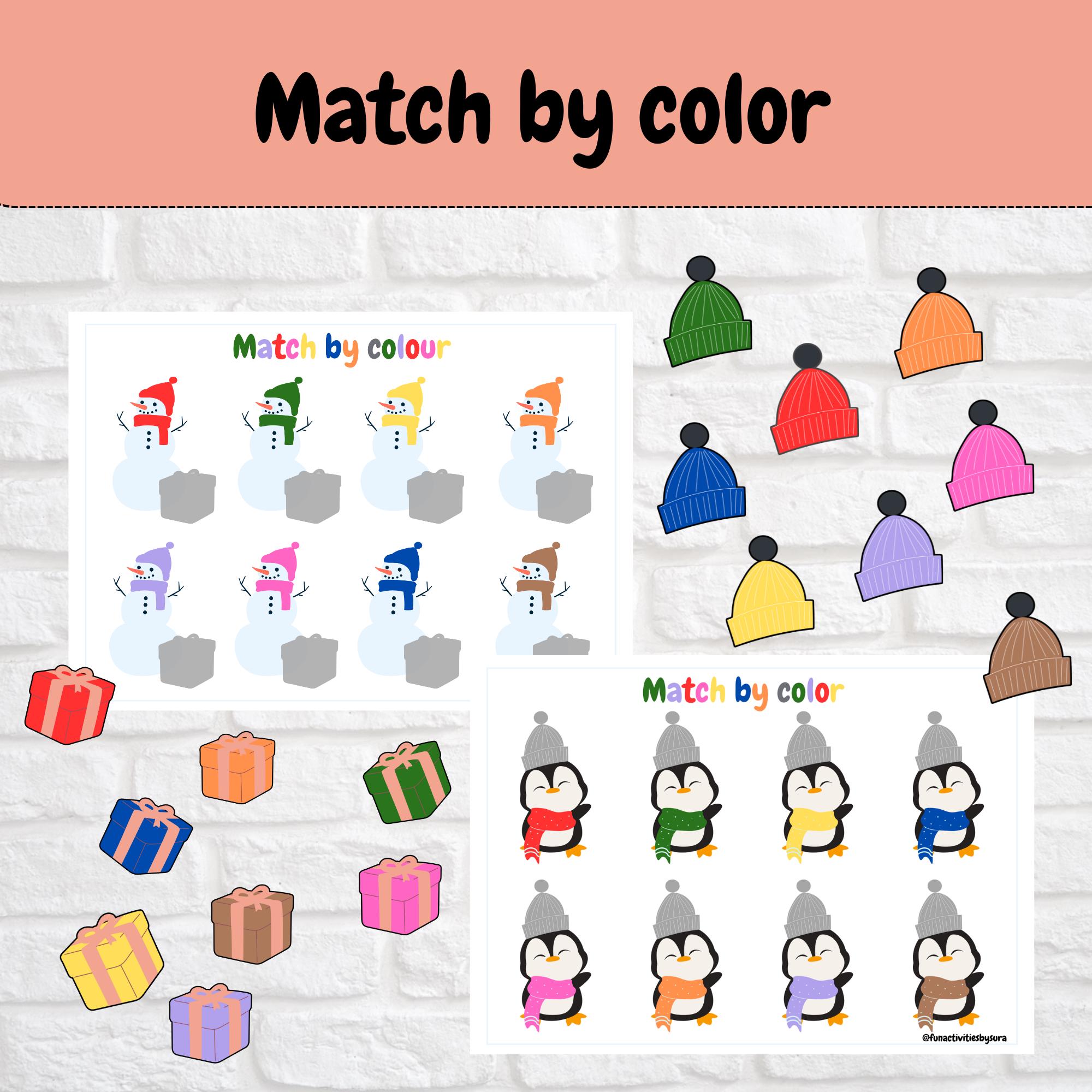 Winter Color Sorting Game: Montessori Toddler Printable (Digital Download)