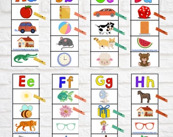 Matching the beginning sound with image clip cards activities, Matching activities, Sound  matching, Alphabet matching, Clip cards activity.