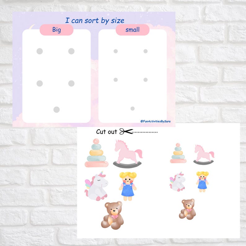 Toddler Sorting Activity: Big and Small Objects (PDF Pattern), Sorting ...