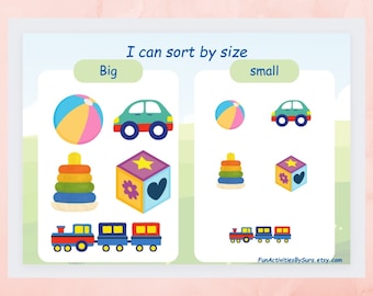Toddler Sorting Activity: Big and Small Objects (PDF Pattern)
