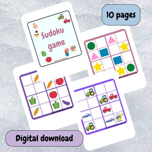 Sudoku Printable for Kids, Sudoku puzzle, 4x4 Sudoku, Printable activities, Cut and Paste Activities, Digital product, children activities