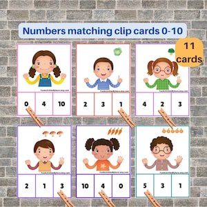 Carte da contare e ritagliare da 1 a 10, stampabili e scaricabili digitalmente, carte da ritagliare con numeri corrispondenti, risorse Montessori, gioco di abbinamento per l'istruzione domestica, per bambini piccoli