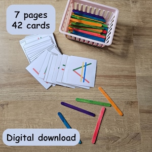 Tarjetas de emparejamiento con patrones de palitos de helado, Actividades preescolares imprimibles, Tarjetas de patrones, Actividad de emparejamiento, Juego para niños pequeños, Preescolar