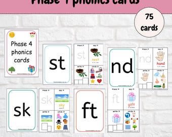 Schede foniche di fase 4, Fonetica, Apprendimento della fonetica, Istruzione parentale, primi anni, suoni delle lettere, fase 4, Istruzione, Flashcard digitali, Alfabetizzazione
