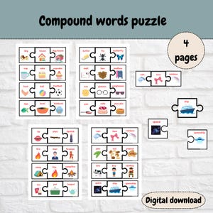 Compound Words Puzzle: Phonics Game, Early Education (Digital Download)