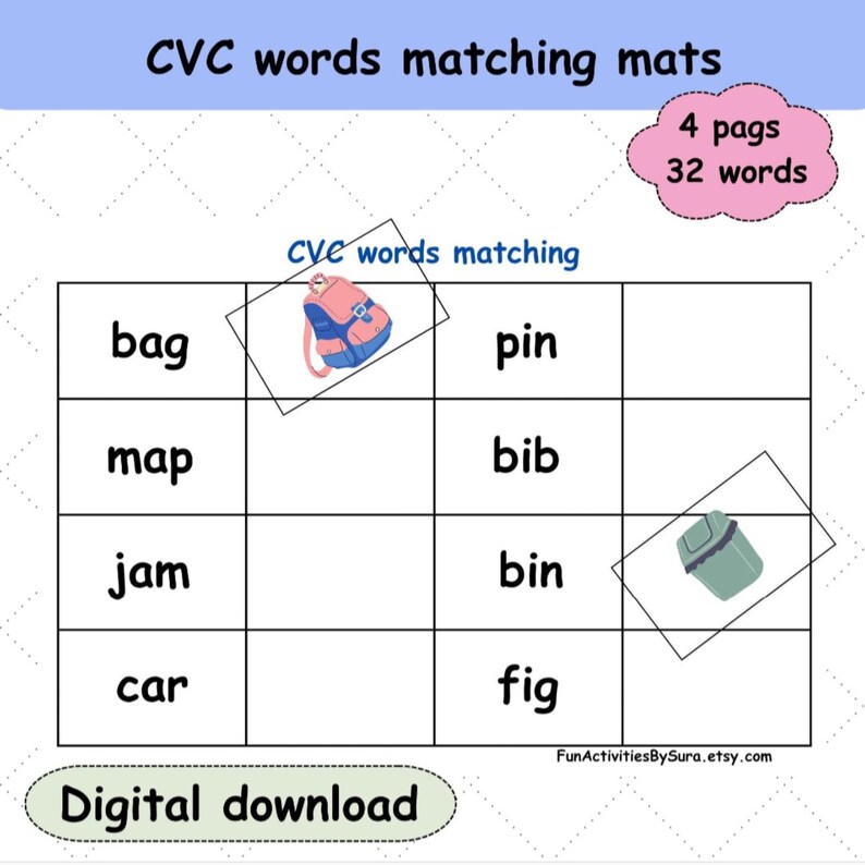 CVC Words Learning Bundle: Kindergarten Phonics Activities (digital ...