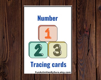 Number Tracing Flashcards 1-20, Printable, Counting, Learn Numbers, Writing, Preschool and Kindergarten Activity, EYFS activities, Nursery