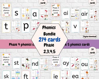 Phonics Flashcards Bundle: Early Learning, Letter Sounds (PDF Digital), Homeschooling, Early Years, Letter Sounds, Education, Flashcards.