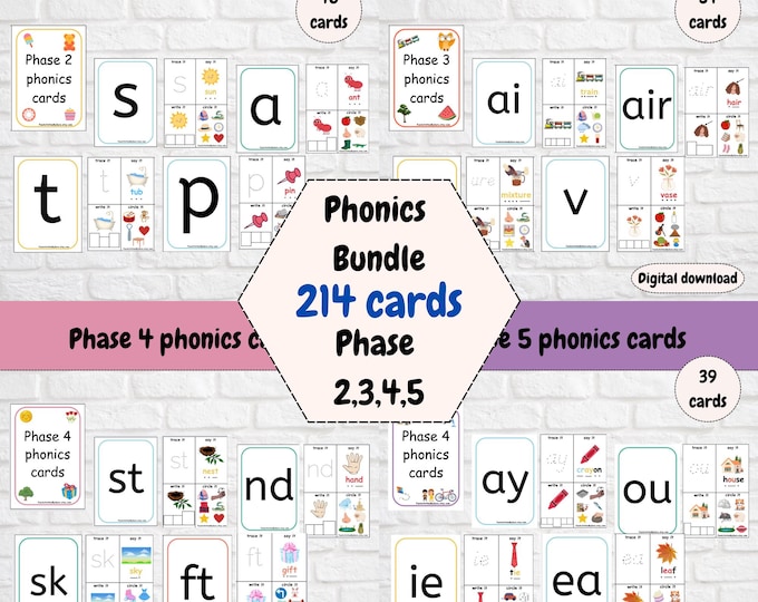 Phonics Flashcards Bundle: Early Learning, Letter Sounds (PDF Digital ...
