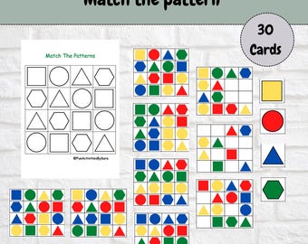 Jogo de Combinar Formas: Atividade Educativa para Crianças em Idade Pré-Escolar (Padrão em PDF), Jogo de Combinar Padrões, Atividade Educativa com Formas para Crianças