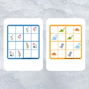 Sudoku Puzzle Book for Kids, Sudoku for kids, Spring activities for kids, kids sudoku 4x4, puzzles logic, sudoku game, preschool worksheets