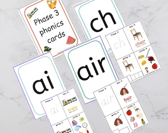 Phase 3 phonics cards, Phonics, Learning phonics, Homeschooling, Early years, letter sounds, phase 2, Education, Flashcard digital, Literacy