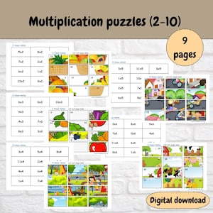Einmaleins-Rätselaktivität: Druckbare Mathe-Arbeitsblätter (PDF), Multiplikationsübungen, Heimunterricht, Mathe-Lernspiel.