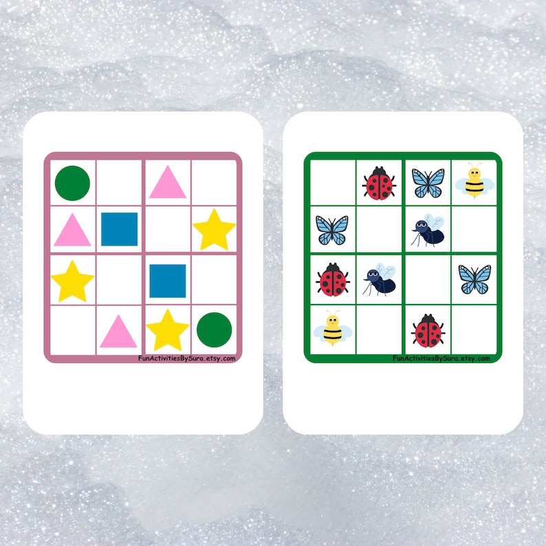 Sudoku Puzzle Book for Kids, Sudoku for kids, Spring activities for kids, kids sudoku 4x4, puzzles logic, sudoku game, preschool worksheets