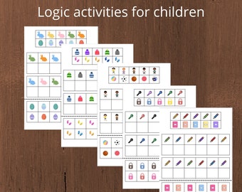 Logic activities for children, Cut and paste activities, Problem Solving, Learning Through Play, Homeschool , Matching gameslearning,