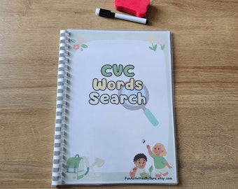 CVC word search activity book, Phonics, CVC words activity, EYFS phonics activity, Learning phonics, words search activity book, Toddlers