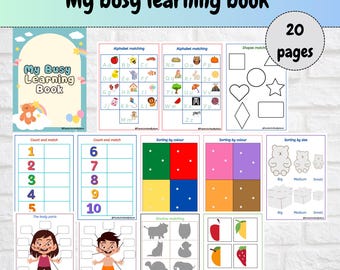 Toddler Busy Book Printable, First Learning Binder, Educational Printable, Fun Quiet Book, Homeschool Binder, Busy Books Pages, Preschoolers