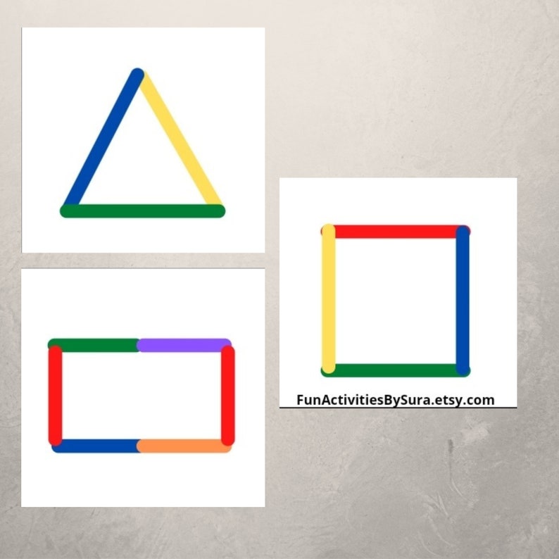 Popsicle Sticks Shapes Activity Game for Toddlers, Montessori Printable ...