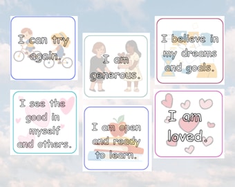 Positive Affirmation Cards for Kids: Wellbeing Flashcards (PDF Printable)