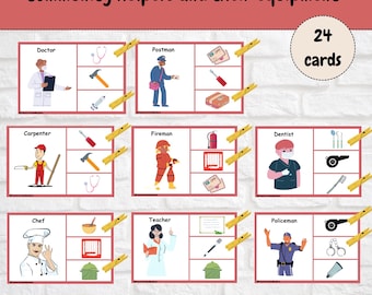 Community Helpers Clip Cards: Professions Printable Activity (Digital Download)