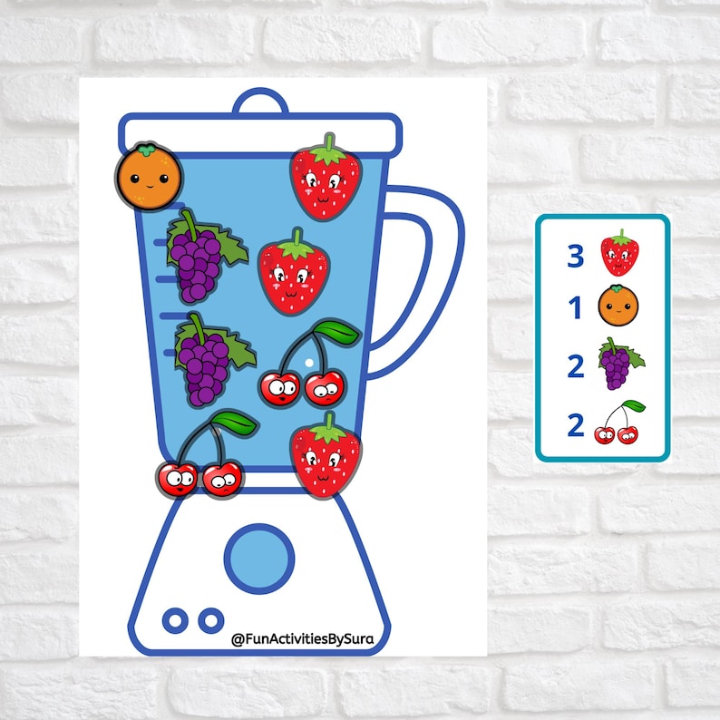 Jogo de Matemática com Liquidificador de Frutas: Atividade de Contagem para Pré-Escolares (Download Digital), Jogo de Contagem com Smoothie, Jogo de Contagem Divertido e Educativo para Crianças imagem 5