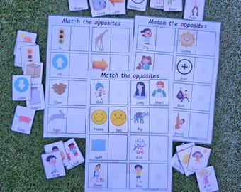 Opposites Matching Activity: Preschool Printable Worksheet (PDF)