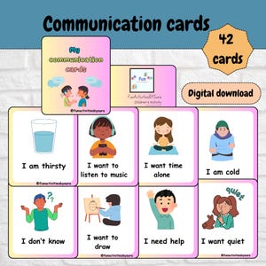 Flashcards communicatie spraak, direct downloaden Flashcards voor speciale behoeften leren, kleuterschool, autisme speciale behoeften Flashcards voor visuele communicatie.