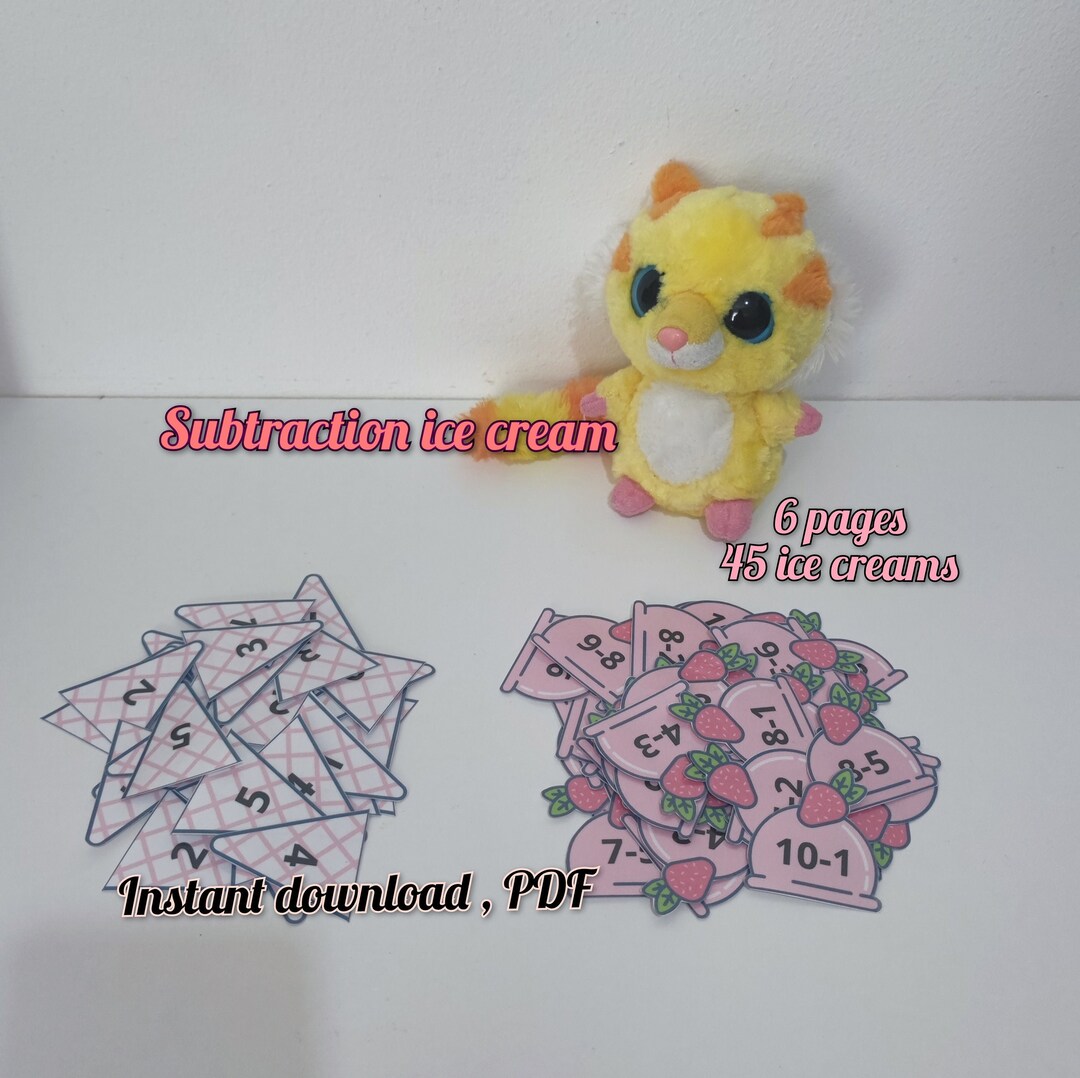 Subtraction Ice Cream Scoop Activity: Preschool Maths (PDF Download) - Etsy