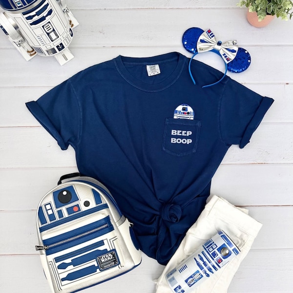 Star Wars, R2D2  embroidered patch, peek a boo pocket T shirt, Disney vacation shirt