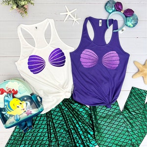  Mermaid Seashell Bra Purple Shells Cartoon Graphic T