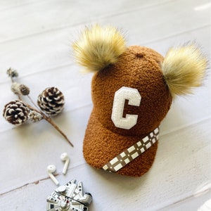 Star Wars, Chewbacca inspired, double fur pom pom, fluffy baseball hat, Mickey Mouse ear, Disney ear
