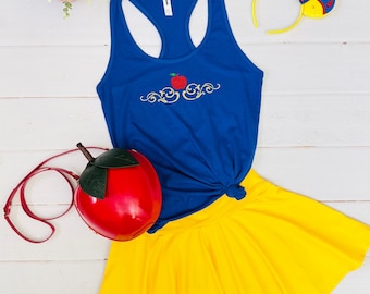 Snow Princess Inspired Glitter Apple Tank Top, Fairy Tale Running Outfit