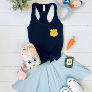Zootopia Judy Hopps Police Badge tank top Disneybound outfit disney park shirt, Run Disney tank top Bild 1