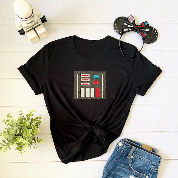 Star Wars, Darth Vader sparkly minimalist shirt,  Darth Vader Halloween costume shirts, Disney shirts.