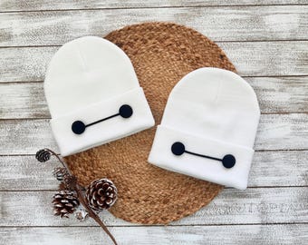 Disney Baymax from Big hero 6 inspired beanie hat, Baymax white beanie hat, gift for Baymax fan, disney vacation hat