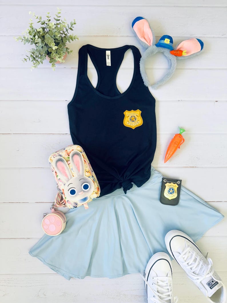 Zootopia Judy Hopps Police Badge tank top Disneybound outfit disney park shirt, Run Disney tank top Bild 1