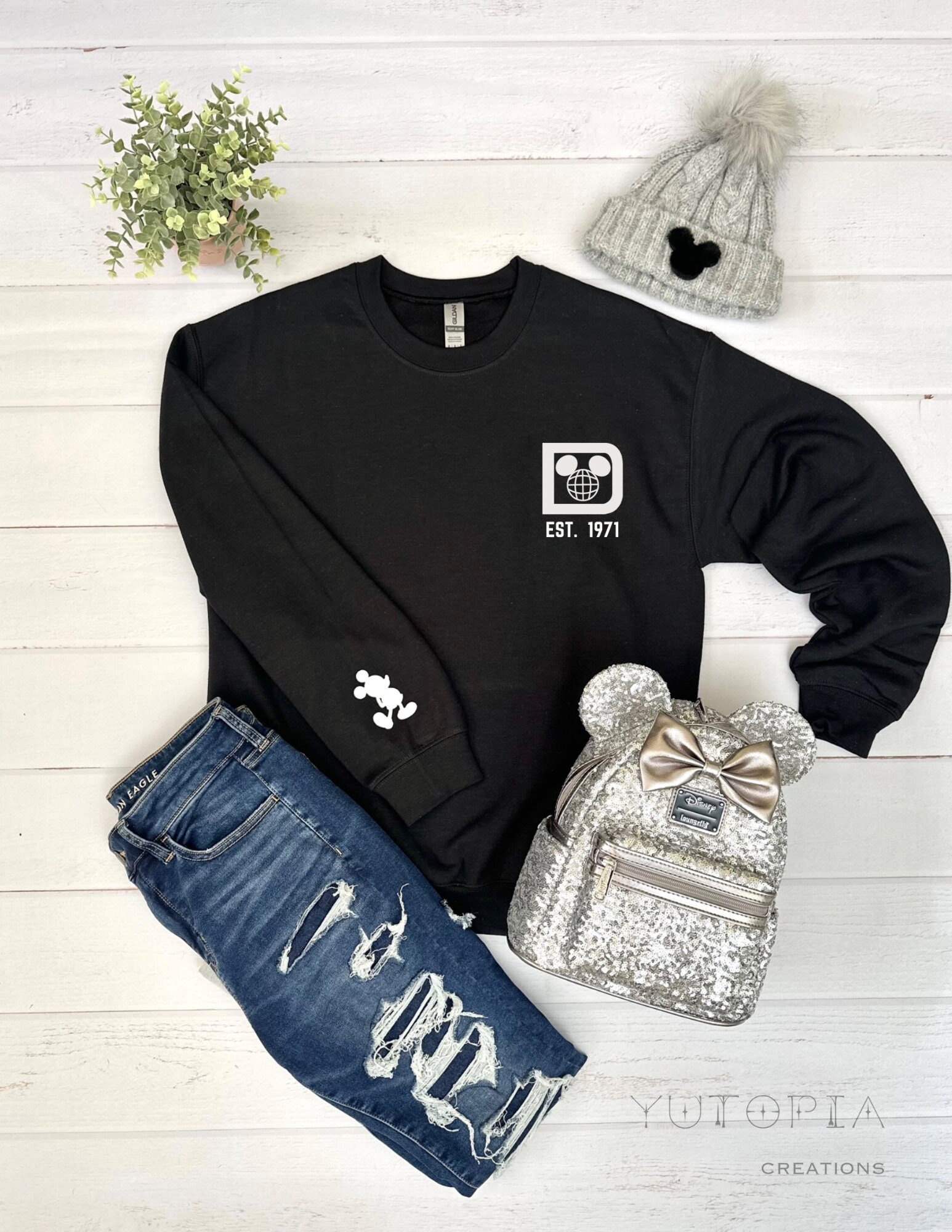 Disney World D Logo Sweatshirt, Velvet Print Disney World