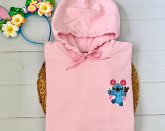 Stitch Embroidered Hoodie, Lilo and Stitch Inspired, Unisex Gildan