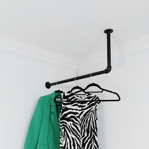 Ceiling clothes rail, industrial rail, clothes rack, clothes rack hanging, Ceiling clothing rack, hanging shelf, retail display, coat rack