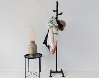 industrial pipe coat rack stand, entryway garment rack, rack free standing, Dressing rack free standing clothes, Coat Hanger Stand, hat rack