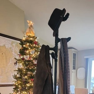 Free Standing Coat Rack, Entryway Foyer Bedroom Office, Black Pipe Coat Rack, Industrial Style, Handcrafted Modern Stand, Entryway coat rack