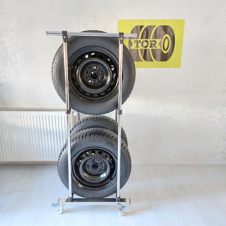 Portable Adjustable Tire Rack, Tire Organizer Rack, Garage Organizer ...