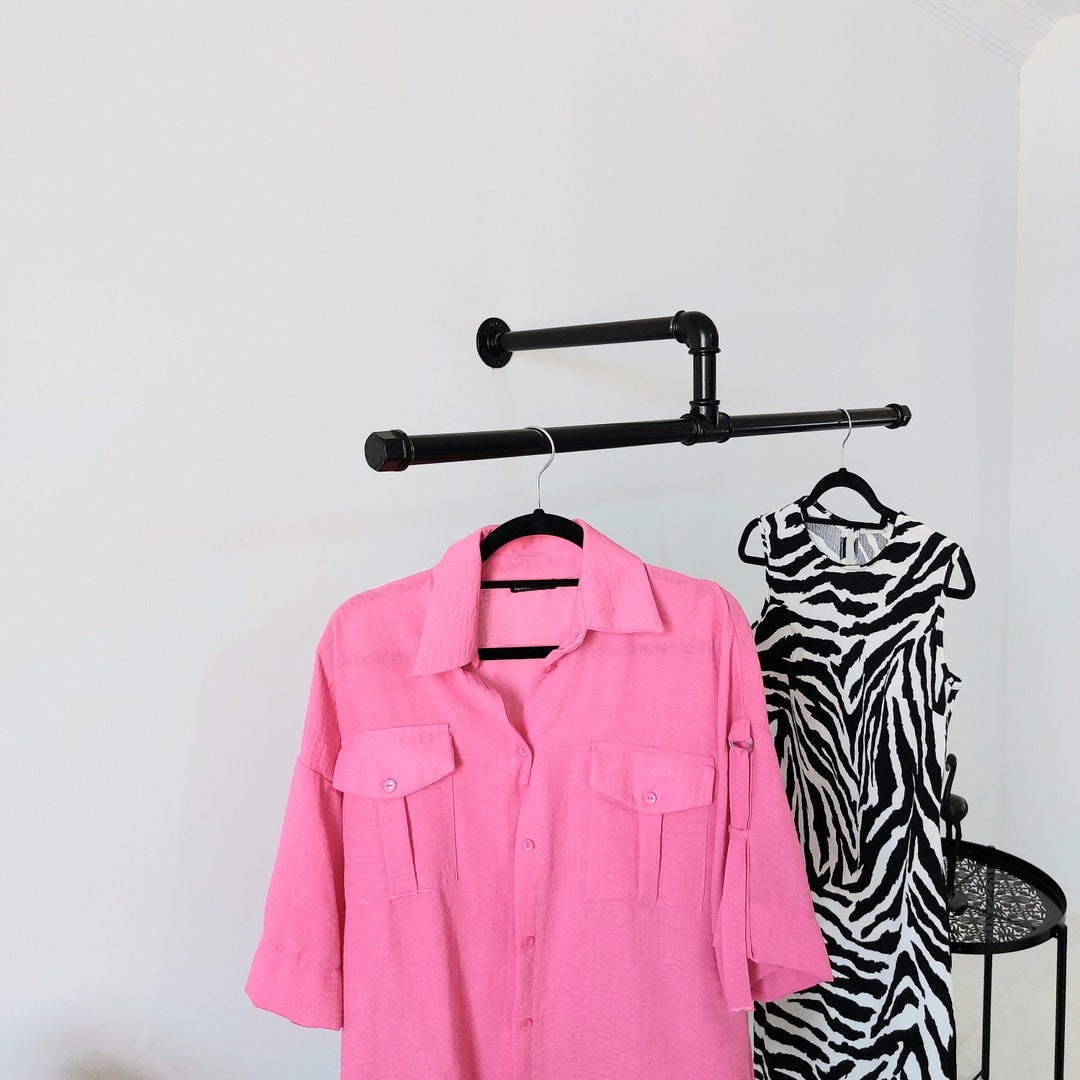 Tee Retail Rack, Steampunk Design, Industrial Pipe Wall Rack, Clothing ...
