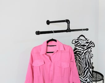 Clothing rack, Clothing Storage, Wall mounted clothes rail, industrial pipe rack, hanging shelf, Custom garment rack, Clothes hanging rack