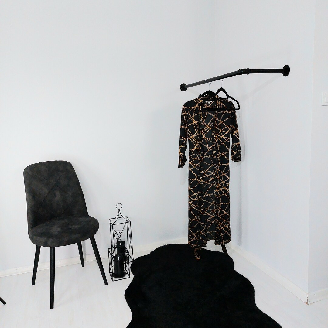 Corner Hanging Rail, Wall Clothes Rack, Industrial Pipe Clothes Rack ...