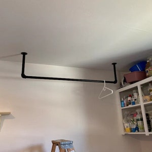 Garment rail made of metal mounted on the ceiling, Ceiling clothing rack, Ceiling coat wall mounted clothes rack, Ceiling garment rack