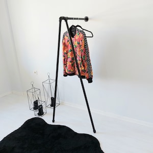 V type pipe garment rack, Rustic pipe shelf, Industrial coat rack, clothing racks, pipe shelves, modern retail display, wall mount coat rack