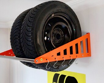 Wall mounted heavy duty rack,  Colored metal garage shelf,  Tire storage racks,  Storage rack of rims,  chrome stainless garage shelf