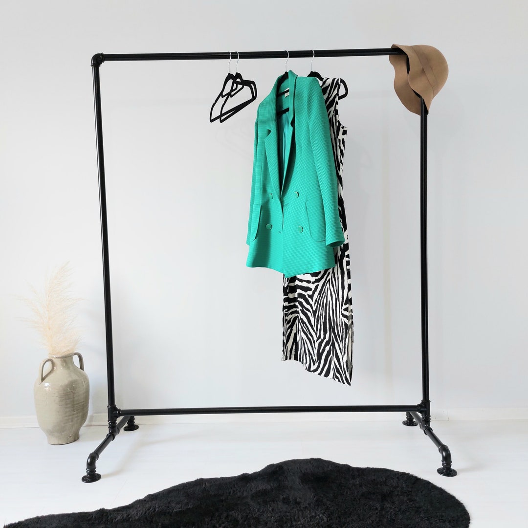 Free Standing Clothes Rack, Industrial Pipe Clothing Rack, Clothing Storage, Retro Open Wardrobe