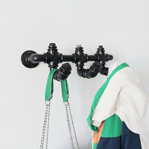 Wall mounted hook, industrial pipe coat rack  is handmade,  bag and hat wall hooks, garment hook, pipe shelf, hanger wall hook, coat rack